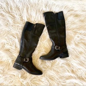 Merona Black Tall Vegan Leather Moto Riding Boot